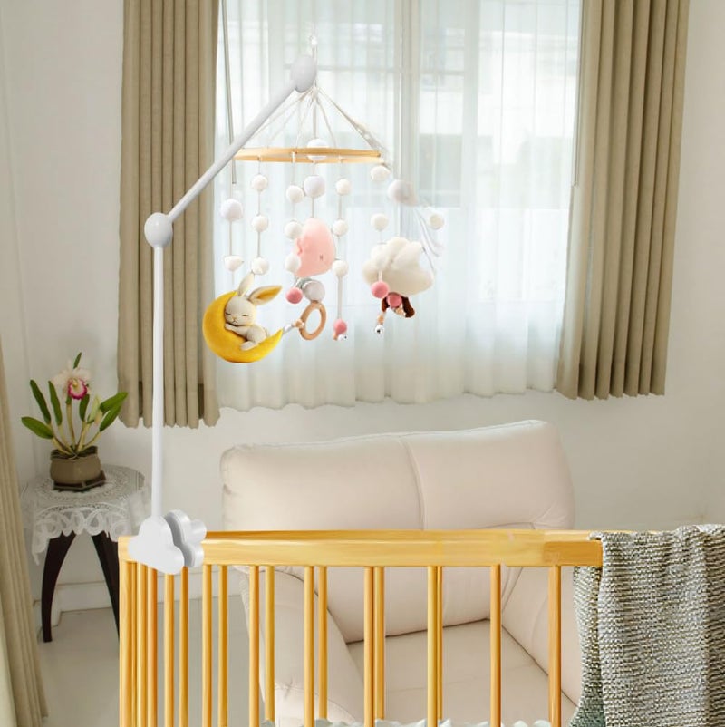Accfore Baby Crib Mobile Arm,27.2 Inches Wooden Baby Mobile Hanger for Crib,Adjustable Mobile Arm for Crib Cot Bed Bassinet Wind Chimes Bed Bell Nursery Cloud Design (White) - Image 5
